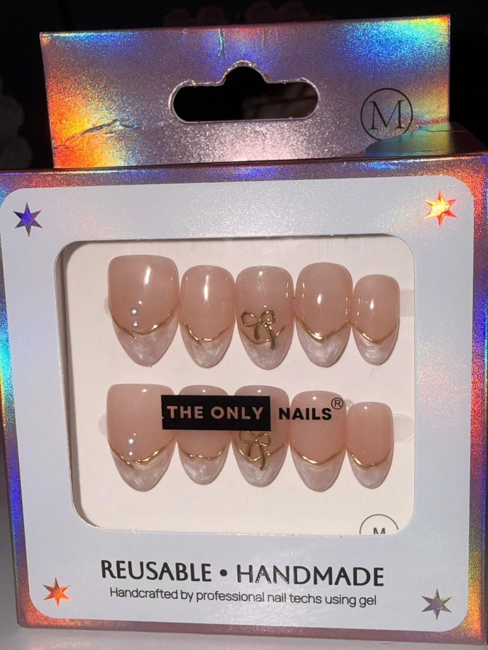 The Only Nails French Tip with Bow Accent Reusable Handmade Press-On Nail Set
